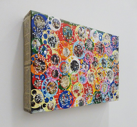 Nobu Fukui, "Visions," 2013, mixed media on canvas mounted on panel, 12x12."