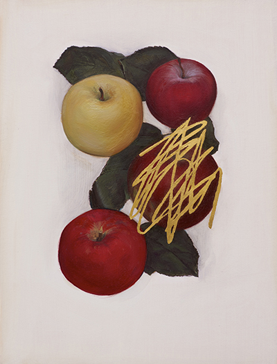 © Jen Mazza, Untitled (4 Apples, Gold) 2014